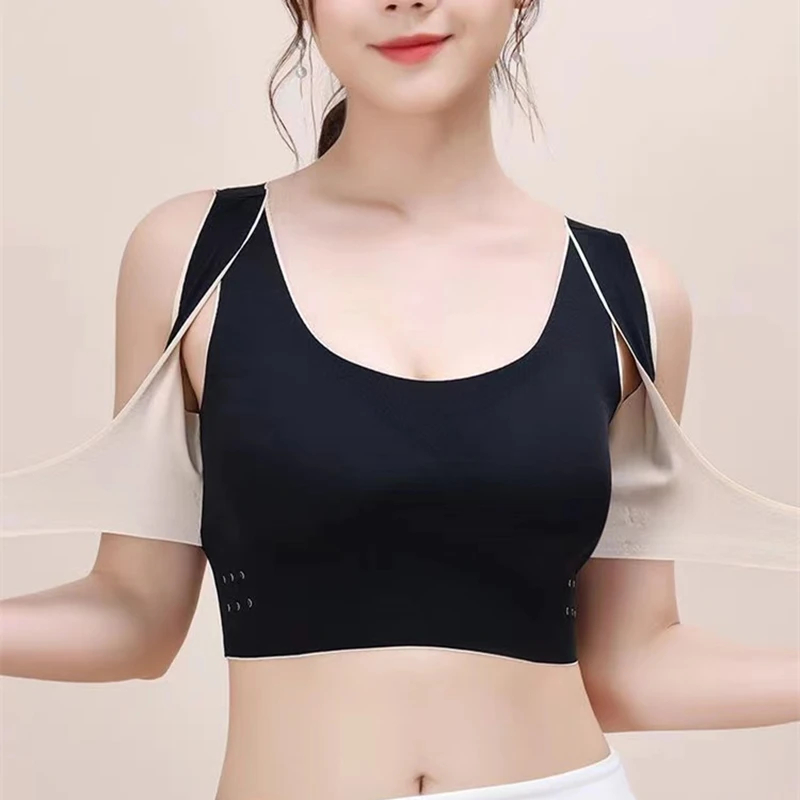 Cross Side Buckle Pair Breast Sports Bra - Image 9
